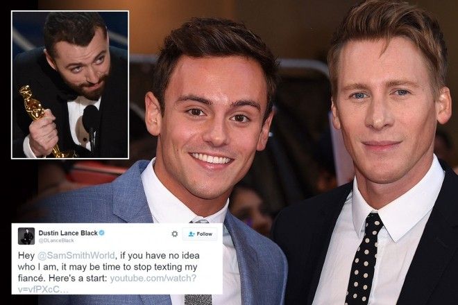 Trong tin nhắn trên trang cá nhân, Dustin nhắc đến việc Sam là bạn bè với hôn phu của anh - Tom Daley.